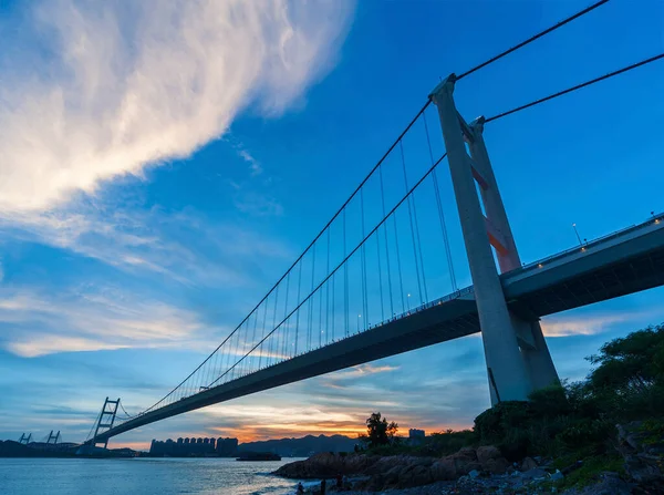 Puente Tsing Hong Kong Atardecer —  Fotos de Stock