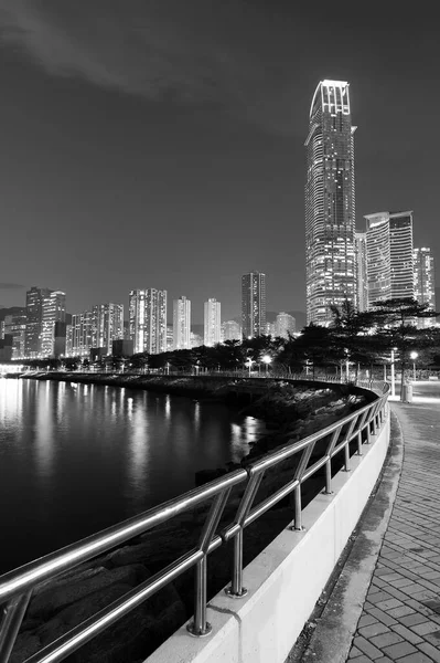 Nadmorska Promenada Miasta Hong Kong Nocy — Zdjęcie stockowe