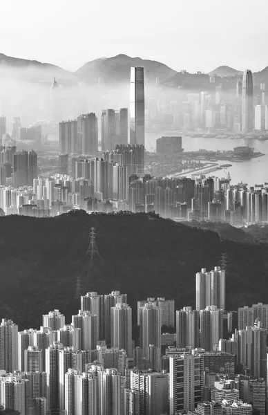 Skyline Ville Hong Kong Dans Brouillard — Photo