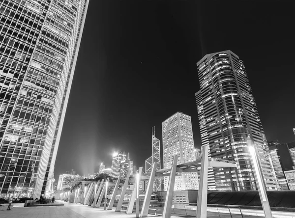 Modern Kantoorgebouw Skyline Van Hong Kong City Nachts — Stockfoto