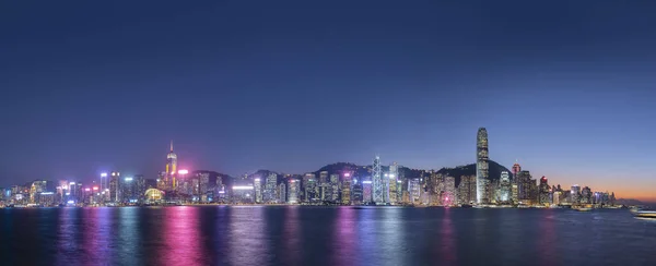 Night Scenery Panorama Victoria Harbor Hong Kong City — Stock Photo, Image