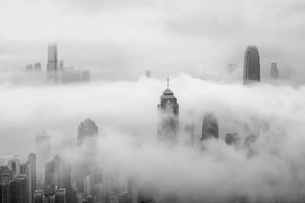 Skyline Cidade Hong Kong Nevoeiro — Fotografia de Stock