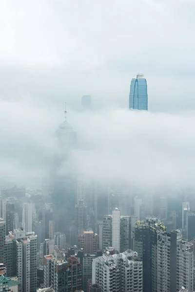 Skyline Del Puerto Victoria Ciudad Hong Kong Niebla —  Fotos de Stock