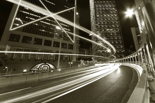 Traffico Nel Quartiere Centrale Della Città Hong Kong Notte — Foto Stock