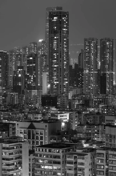 香港市中心街のスカイラインの夜景 — ストック写真