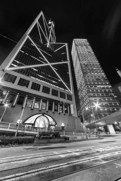 Rascacielos Centro Ciudad Hong Kong Por Noche —  Fotos de Stock