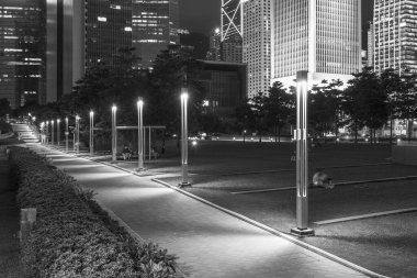 Merkez İlçe gece Hong Kong şehir manzarası ve mesire