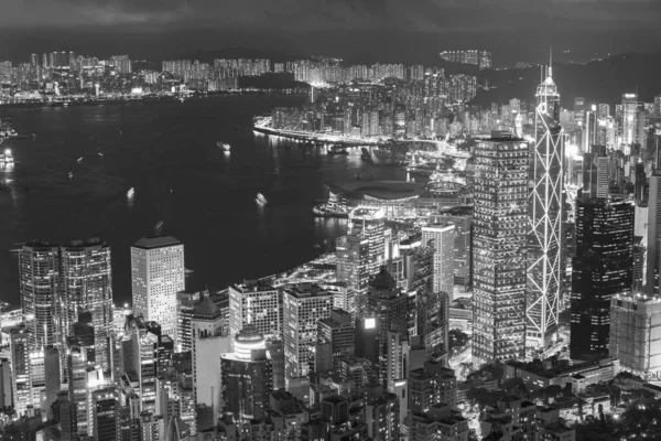 Victoria Kikötő Hong Kong Város Éjjel — Stock Fotó