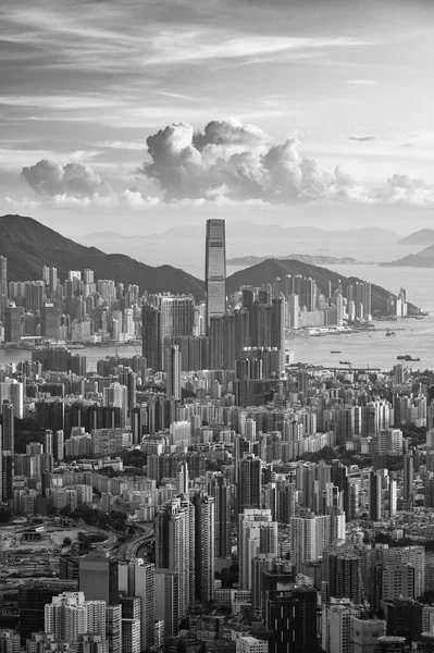 Vista Aérea Ciudad Hong Kong Atardecer —  Fotos de Stock