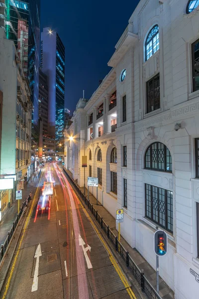Verkehr Der Alten Straße Des Zentralen Bezirks Der Stadt Hongkong — Stockfoto