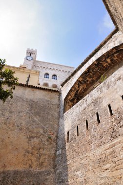 Monako Prensinin Sarayı, merdivenlerden manzara, yaz günü..