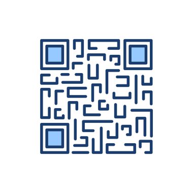 Qr kodu ödeme tarama sembolü labirentle izole edildi. Web için düzenlenebilir vuruş doğrusal simgesinin vektör illüstrasyonuName
