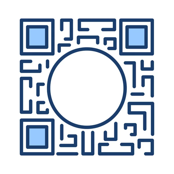 Значок QR-кода с пустым круглым пространством посередине. Векторная иллюстрация, изолированная с редактируемым штрихом для web, ui — стоковый вектор
