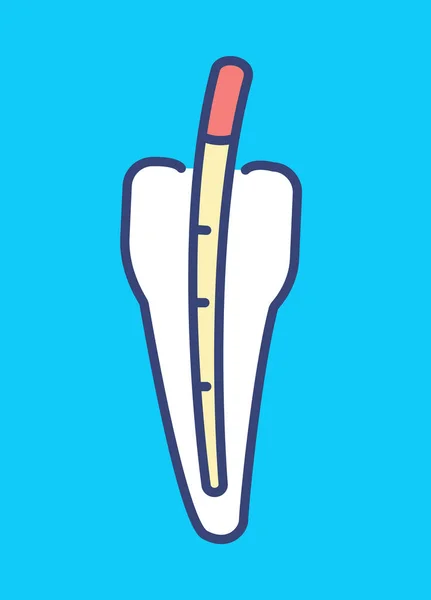 Goupilles de gutta-percha dans la dent. Remplissage du canal racinaire. Matériel moderne pour le remplissage endodontique. Illustration vectorielle icône couleur — Image vectorielle