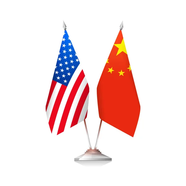 Флаги США и Китая на белом фоне — стоковый вектор