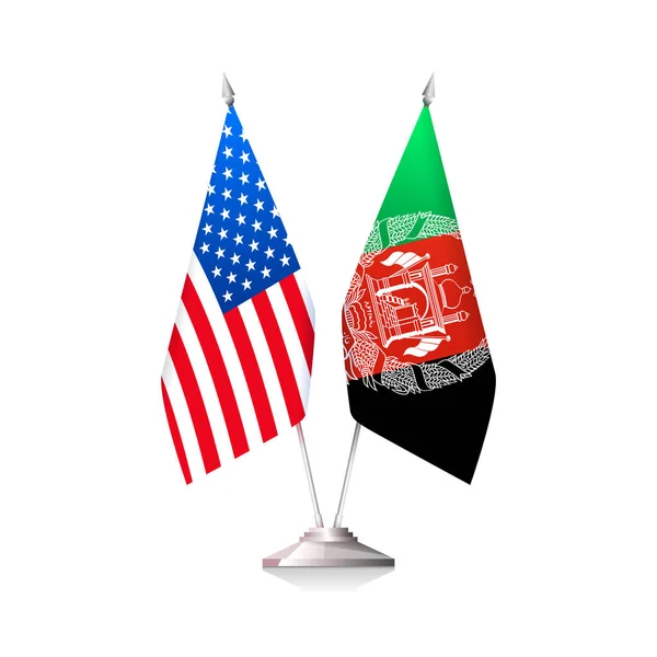 Bandeiras dos EUA e Afeganistão sobre fundo branco — Vetor de Stock