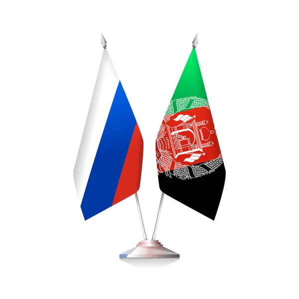 Bandeiras da Rússia e Afeganistão sobre fundo branco — Vetor de Stock