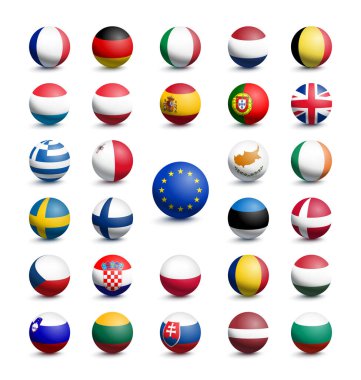 Avrupa Birliği bayrakları ve Birleşik Krallık şeklinde bayraklar. Vektör illüstrasyonu