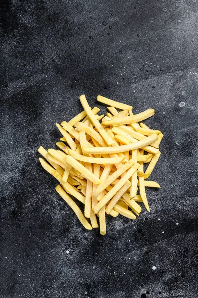 Frozen Potatoes French Fries Canned Food Black Background Top View — Stock Photo, Image