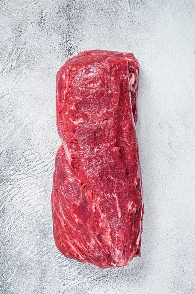Rauw Gehele Tenderloin Rundvlees Vlees Witte Achtergrond Bovenaanzicht — Stockfoto