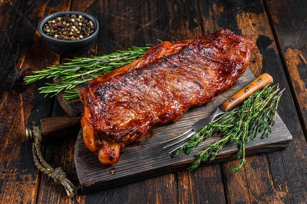 Churrasco Grelhado Vitela Carne Peito Vitela Costela Reposição Curta Placa — Fotografia de Stock