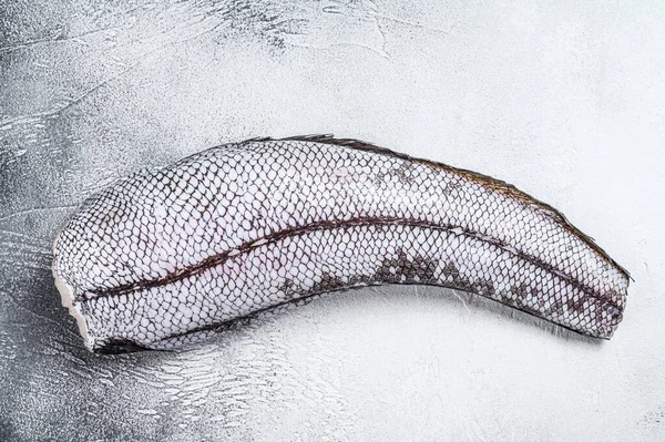 Pesce macrurus crudo granatiere. Sfondo bianco. Vista dall'alto — Foto Stock