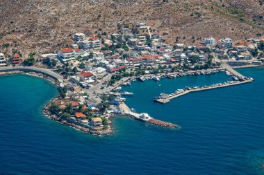 Aerial view of village and port of Pachi, Greece clipart