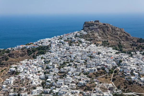 希腊斯基罗斯市，鸟瞰图 免版税图库图片