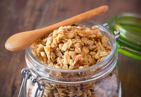 Granola in a jar — Stock Photo, Image