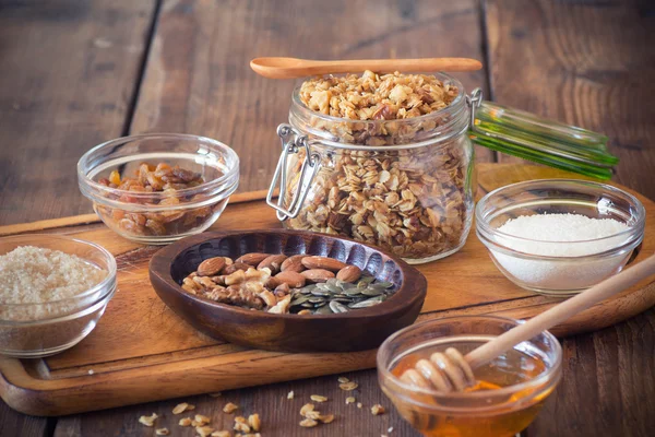 Granola in a jar — Stock Photo, Image