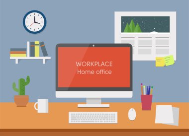 Şık tasarımı vektör çizim modern iş çalışma alanı kavramı