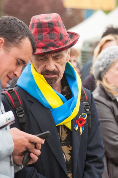 Mariupol, Ukrayna - Mayıs 03: 15 Shirokino 'nun silahsızlandırılması için yapılan halk toplantısı.