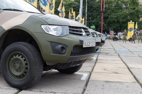 Mariupol/Ukraine June 12 2016  armored vehicle of battalion "Azov" in the parade of military vehicles — Stock Photo, Image