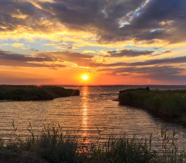 Golden sunset on the sea — Stock Photo, Image