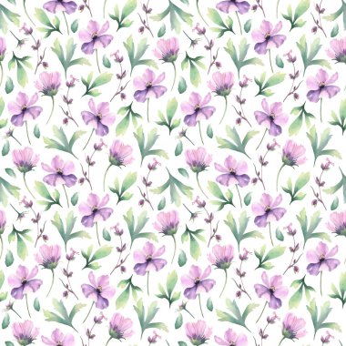  Sulu boya ve kır çiçekleri. Kalıp kumaş ya da kağıda yazdırmak için idealdir.