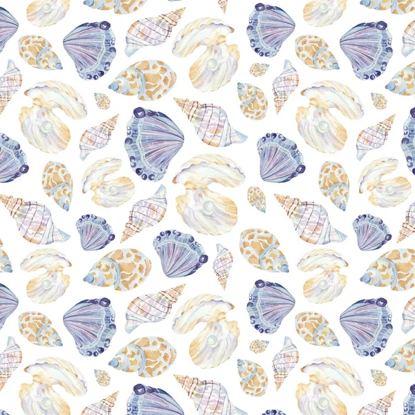 貝殻で水の色シームレスパターン — ストック写真