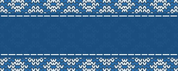 Xmas Knitted Seamless Background. Borderless print. Boho Carpet Design. Text Place For Cards, Banners. Christmas Illustration. Midnight Blue and White Knitted Pattern.