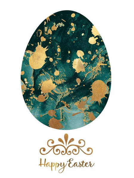 Easter Color Egg. Ink Wash Pastel. Minimalistic Gift Card. Violet Alcohol ink. Gold Free Hand. Easter Alcohol Ink. Delicate color. Original Abstract Card. Motley Blot.