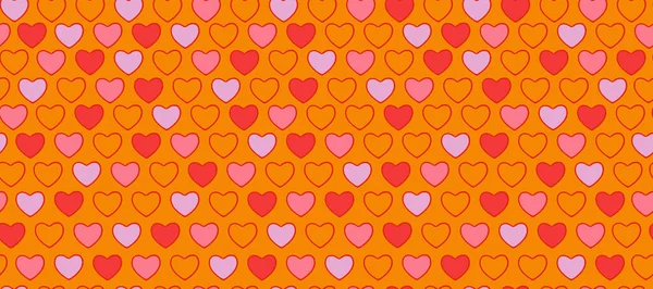Nahtloses Muster Roter Herzen Auf Gelbem Hintergrund Liebe Symbol Ornament — Stockfoto
