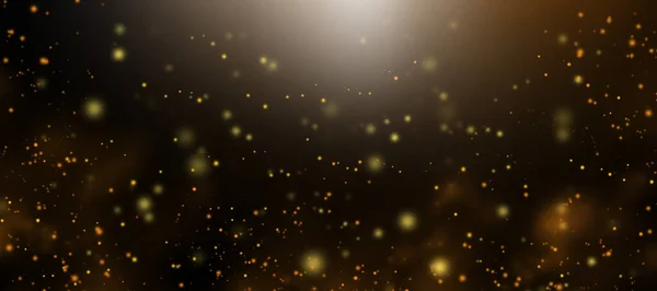 Defocused Yellow Lights Black Background Golden Bokeh — Stock Photo, Image