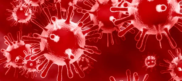 Вірусні Бактерії Або Мікроорганізми Під Мікроскопом Червоному Тлі Візуалізація Бактерій — стокове фото
