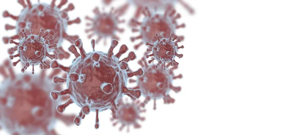 Virové Bakterie Nebo Mikroorganismy Pod Mikroskopem Bílém Pozadí Místem Pro — Stock fotografie