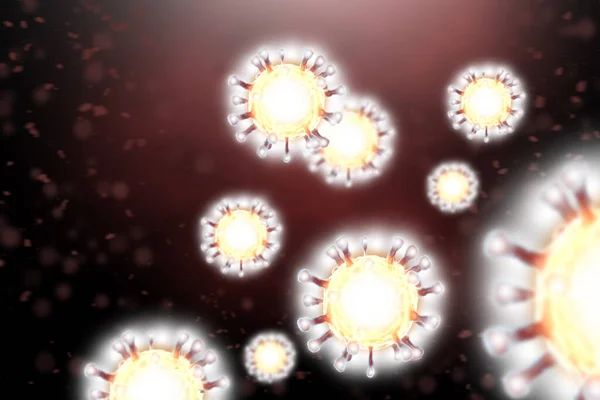 Virus Eller Bakterier Ett Mikroskop Abstrakt Bakgrund Glödande Mikrober Mörkröd — Stockfoto