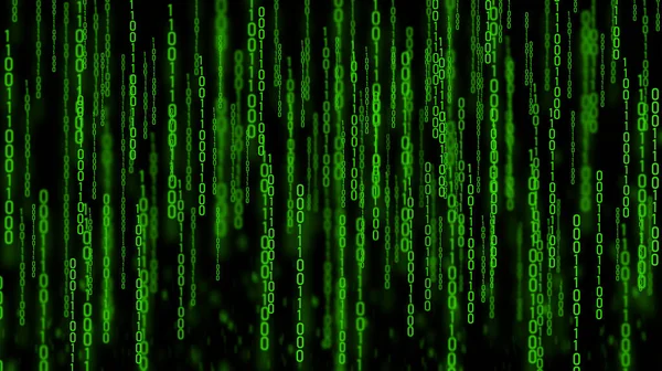 Absztrakt Zöld Bináris Kód Fekete Háttérrel Bináris Kód Zöld Sorai Stock Fotó