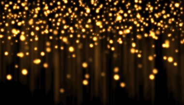 Koyu arkaplandaki sarı ışıkların yönünü değiştirmiş. Aydınlık noktalar. Soyut bokeh arkaplanı