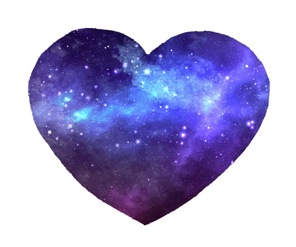 Раскрашенная галактика в форме сердца, изолированная на белом фоне. С Днем святого Валентина! — стоковый вектор