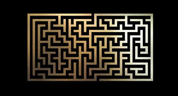 Decorative Gold Maze. Metallic Foil Texture Labyrinth — Stock Vector