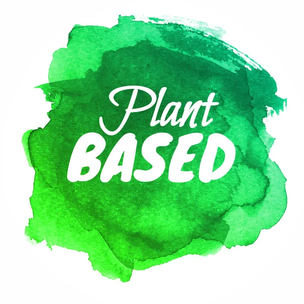 緑の水彩抽象バッジを持つ植物ベースの手紙 — ストックベクタ