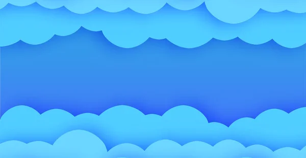 Fun Paper Cut Himmel Mit Wolken Elemente Des Cartoon Handwerks — Stockvektor