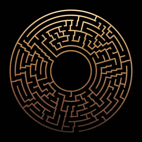 Minimal Poster Circle Maze Vector Design Gold — Stock Vector